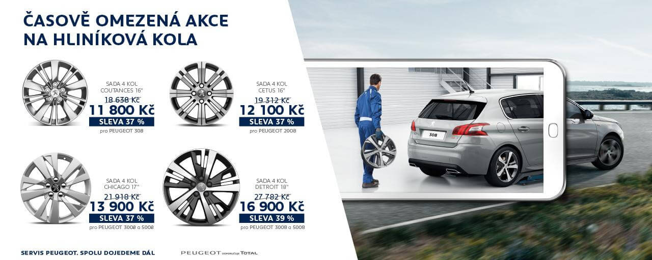 SLEVA AŽ 39 % NA HLINÍKOVÉ DISKY PEUGEOT